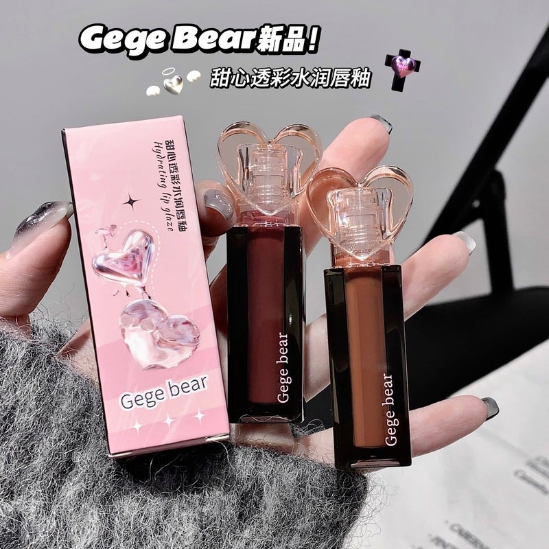 Gege Bear Sweetheart Transonic Lip Glaze Waterlight Mirror Doodle Glass Lips Naturally White Student Moisturizing Lip Honey - Image 2
